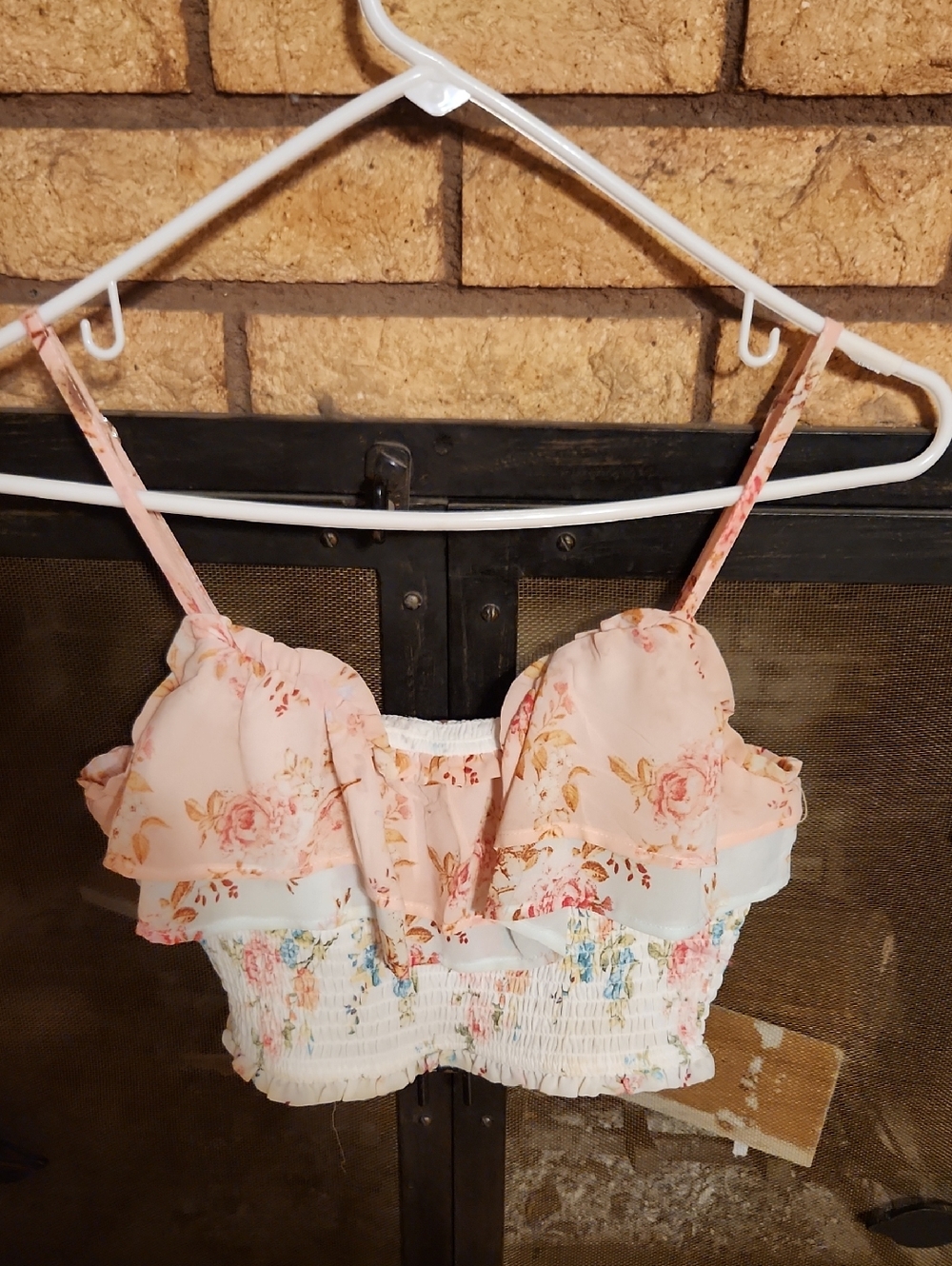 Rue21 Pink Floral Ruffle Smocked Camisole